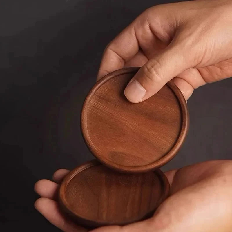 1 dessous de verre rond et carré en bois de hêtre massif, résistant à la chaleur