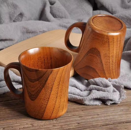 Tasse japonaise créative en bois aigre de jujube, tasse à café, thé, bière, jus, lait, eau, avec poignée, primitif, fait à la main, naturel, vendu par 1 pièce
